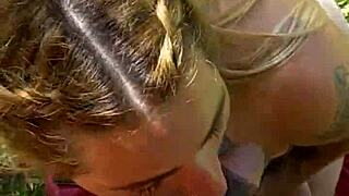 Blonde Begs Bold Outdoor Cum Kisses