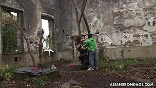 lusty sayo hayakawa asian babe stuffed tight with naughty outdoor sex toys