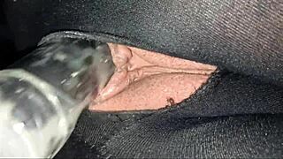 Wet pink pussy amateur street slut endures triple anal and pussy frenzy