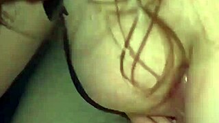 Horny babe tittyfucks huge natural tits in sexy lingerie homemade
