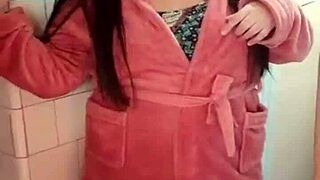 skinny amateur strips clothes during bath time