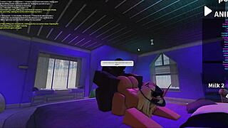 Blonde bimbo roughly pounded doggystyle in Roblox studio setup