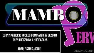 ebony princess dominated by lezdom anal fisting then 4on1 dap monster cocks atm