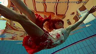 petite polish teen marketa's bikini tease turns steamy underwater by the pool