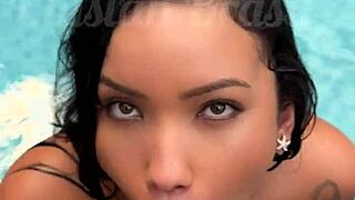 Hot Japanese beauty fucked deep in public pool paradise