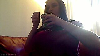 azismiss stuffs ice cream playfully