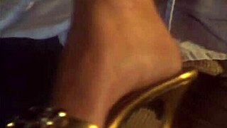 Blonde Milf Fucked Hard in Golden High Heels Takes Massive Cock Facial