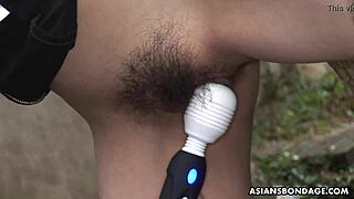 lusty sayo hayakawa asian babe stuffed tight with naughty outdoor sex toys