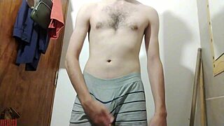 Skinny Solo Star Poses Cutely in Bathroom