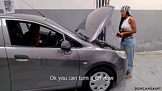 Muscular latina bodybuilder deepthroats big cock then gets dominated fucked passionately in car