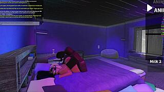 Blonde bimbo roughly pounded doggystyle in Roblox studio setup