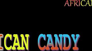 african candy soaps up for dildo fun in bathroom