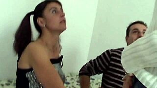Slutty Italian Brunette Milf Watches Boyfriend's Intense Blowjob On Friend Closely
