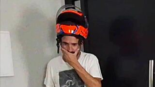 housewife in towel tempts biker for sneaky ass worship fun?