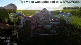 Pearl's tight ass gapes from biker's huge cock pounding