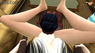 Threesome bar game turns into public cumshot frenzy