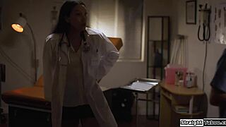 Latina doctor seduces petite nurse into wet pussy licking compliance