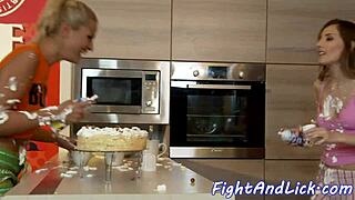 Athletic lesbians mess it up wrestling then sloppy 69 catfight aftermath