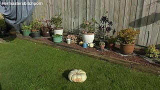 Trashy Kiwi Milf Slams Massive Pumpkin Deep in Slutty Garden Toilet Play!
