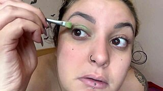topless fetish makeup transforms cute kitten into seductive slut slowly