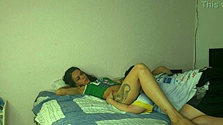 husband catches lesbian lover seducing his busty wife in hot threesome