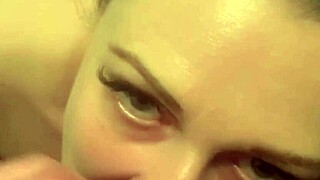 horny milf swettysvett after workout bathroom blowjob creampie mouthful explosion!