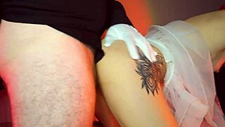 sexy redhead teen rides masked guy's thrusts hard