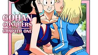 gohan's massive cock conquers every big tits ass in this wild porn comic creampie fest