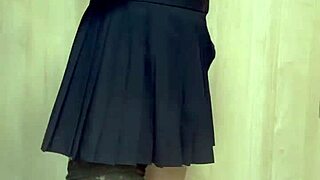 prim uniform hides pierced clit anal buttplug training shame