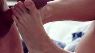 Petite Babe's Feet Get Massive Cumshot Eruption!