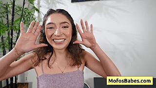 Petite teen amber summer spreads pussy lips wide for charles dera's hard pounding