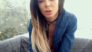 hot girl 😘 shows off big tits on outdoor webcam fun