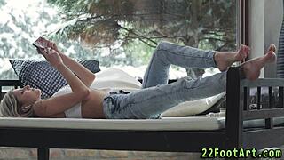 Petite Babe's Feet Get Massive Cumshot Eruption!