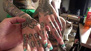 full tattoo asian amateur strips revealing pussy for homemade nipple sucking deep kiss blowjob