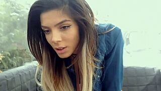 hot girl 😘 shows off big tits on outdoor webcam fun