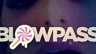 brunette tempts with sloppy deepthroat and ball licking in pov