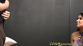 Classy Brunette Amateur in Heels Delivers Expert CFNM Handjob HD