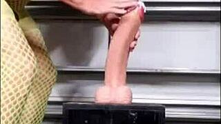 Yellow Bodystocking Dildo Stretches My Ass Deep!