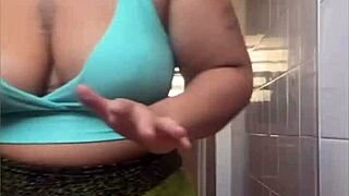 wearing super tight shorts that hug her curves