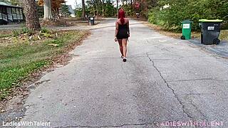 Pretty impala tempts in sexy outdoor dress allure