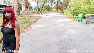 Pretty impala tempts in sexy outdoor dress allure