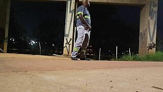 BLACK Uniform Street Masturbation Frenzy Explodes!