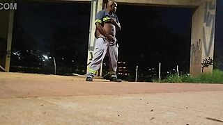 BLACK Uniform Street Masturbation Frenzy Explodes!