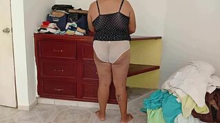 Hey chubby voyeur babe, why fold clothes so curvy and tempting?