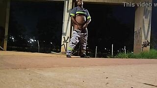 BLACK Uniform Street Masturbation Frenzy Explodes!