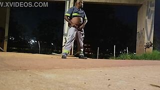 BLACK Uniform Street Masturbation Frenzy Explodes!