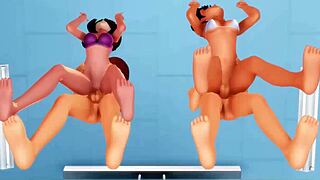 pokemon cosplay chicas bent over for doggystyle creampie