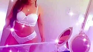 tanned brunette queen bee in sexy lingerie records steamy private videos