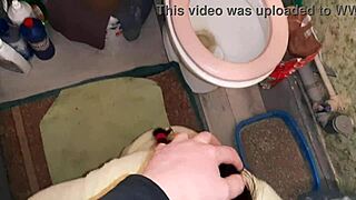 after pissing stranger licks my pussy in public toilet