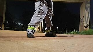 BLACK Uniform Street Masturbation Frenzy Explodes!